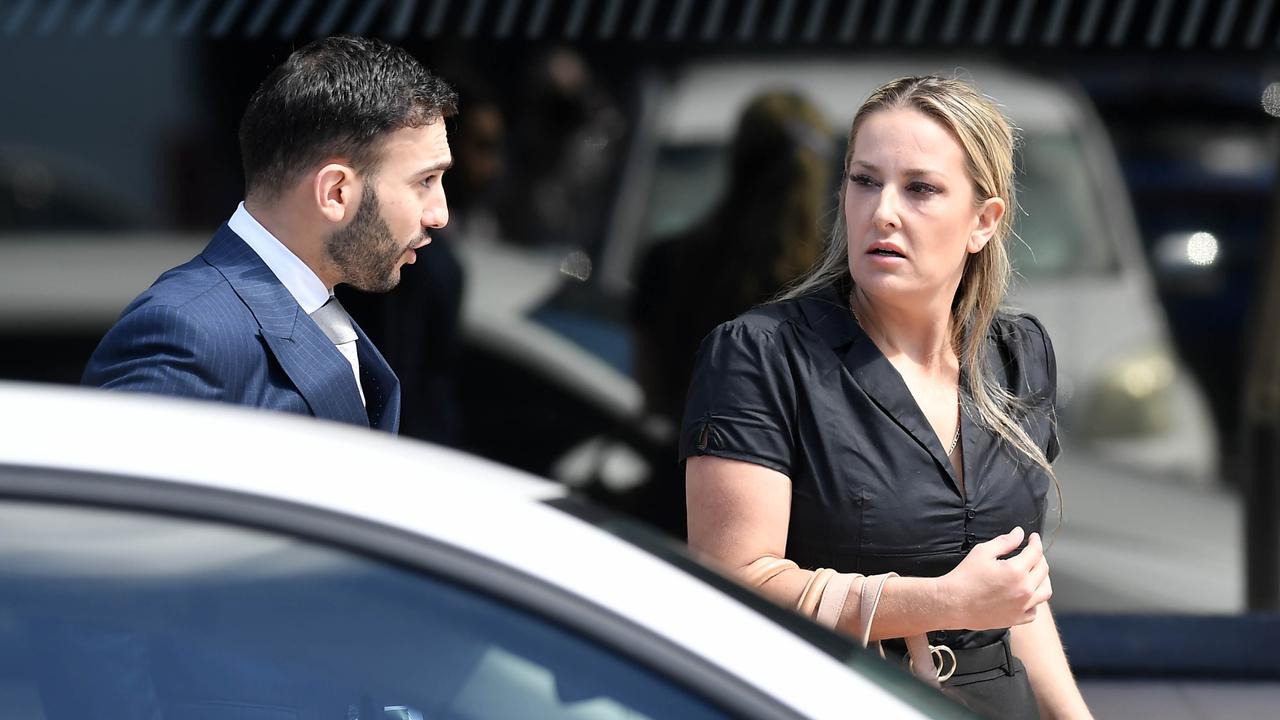 Cassandra Leigh Brownsdon (right) outside Maroochydore Magistrates Court with lawyer Torik Dib (left). Picture: Patrick Woods.