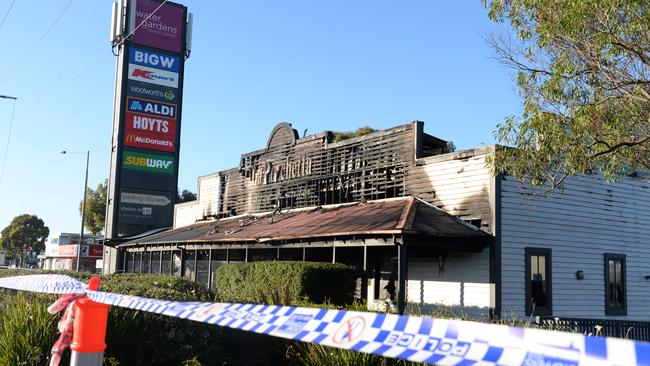 La Porchetta restaurant at Taylors Lakes severely damaged in a suspicious fire. Picture: Andrew Henshaw