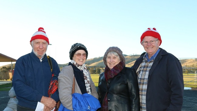 Roy and Heather Waites from Warwick with Brisbane visitors Gwen and John Hockey at the Killarney Bonfire and Fire Drum Night on Saturday, July 24, 2016.