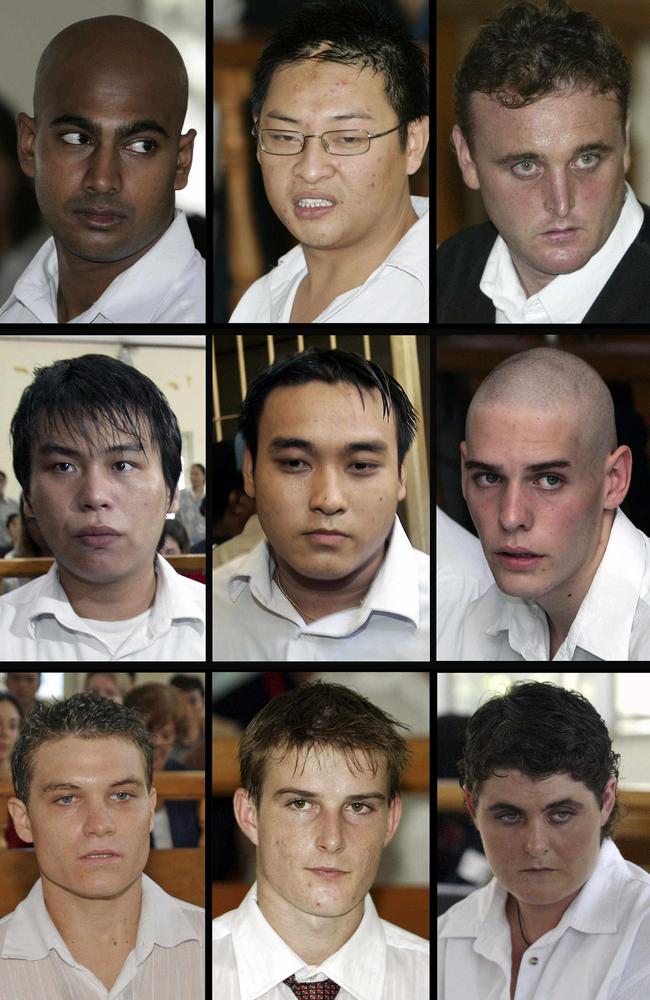 The Bali Nine members: Myuran Sukumaran, Andrew Chan.. Martin Stephens, Chen Si Yi, Tach Duc Thanh Nguyen, Matthew Norman, Scott Rush, Michael Czugaj and Renae Lawrence. Picture: Supplied