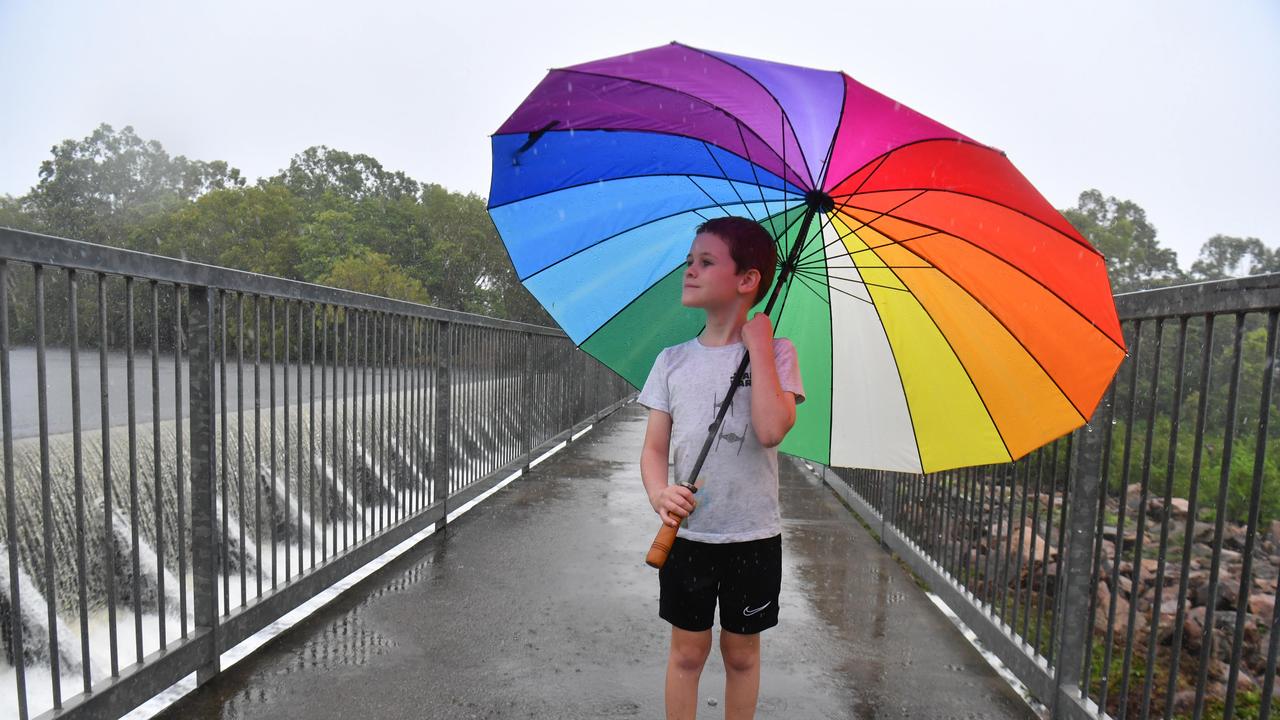 Wet weather in Townsville. Chrlie Hooper, 8, at Aplins Weir. Picture: Evan Morgan