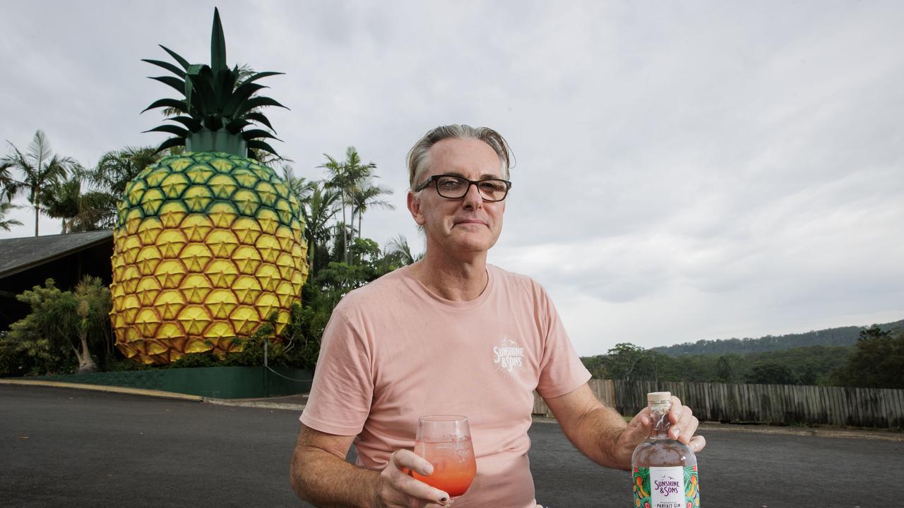 Sunshine &amp; Sons founder Matt Hobson at the Big Pineapple on the Sunshine Coast. Picture: Lachie Millard