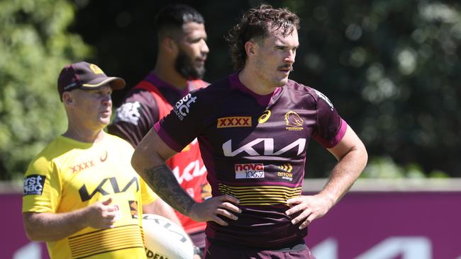 Brisbane Broncos player Kobe Hetherington during training at Red Hill. Picture: Tara Croser