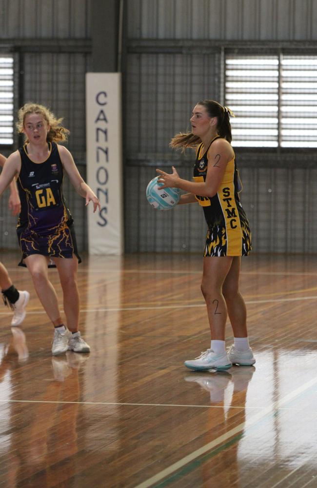Netball action from QISSN 2024 in Townsville. St Josephs College v St Thomas More College