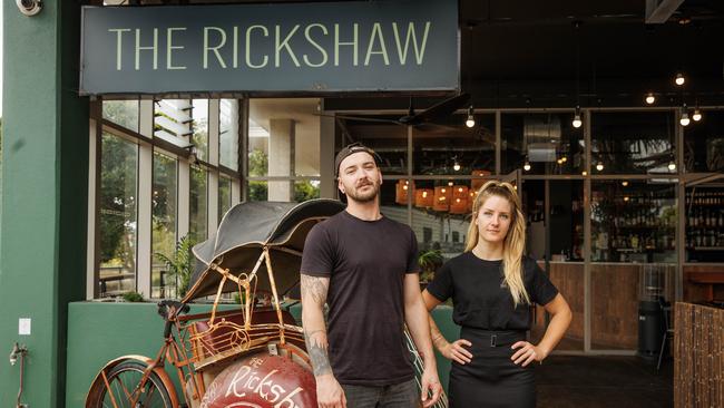 Head chef Lucas Doocey and Front of House Manager Amy McGuire at The Rickshaw restaurant at Maroochydore. Picture Lachie Millard