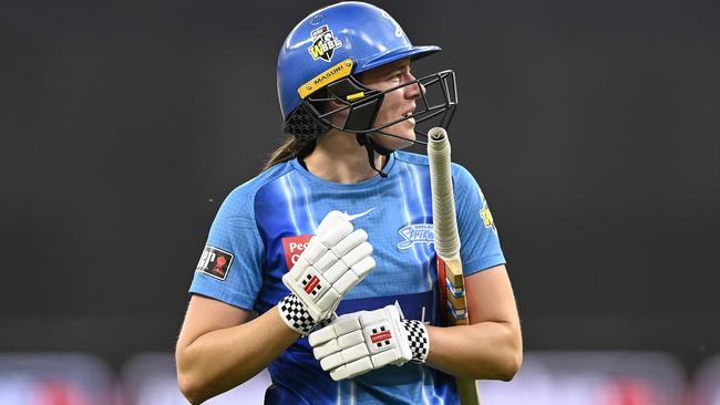 Tahlia McGrath chimed in with a tidy knock but it wasn’t enough for the Strikers. Picture: Getty Images