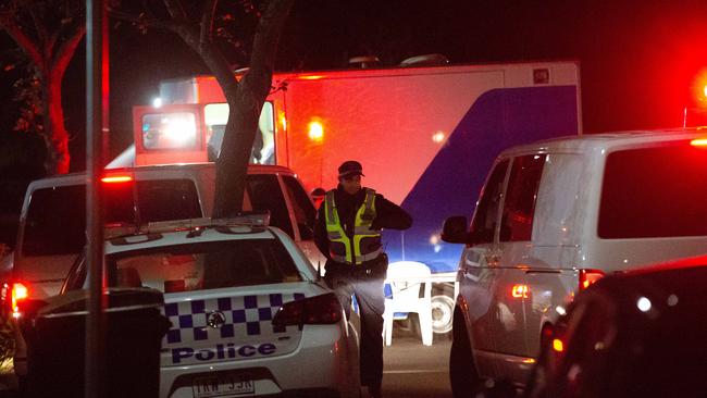 Police at the scene on Friday night. Picture: Sarah Matray