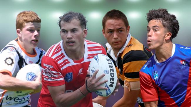 Collage of young players who starred in the 2025 Andrew Johns Cup and Laurie Daley Cup competitions.