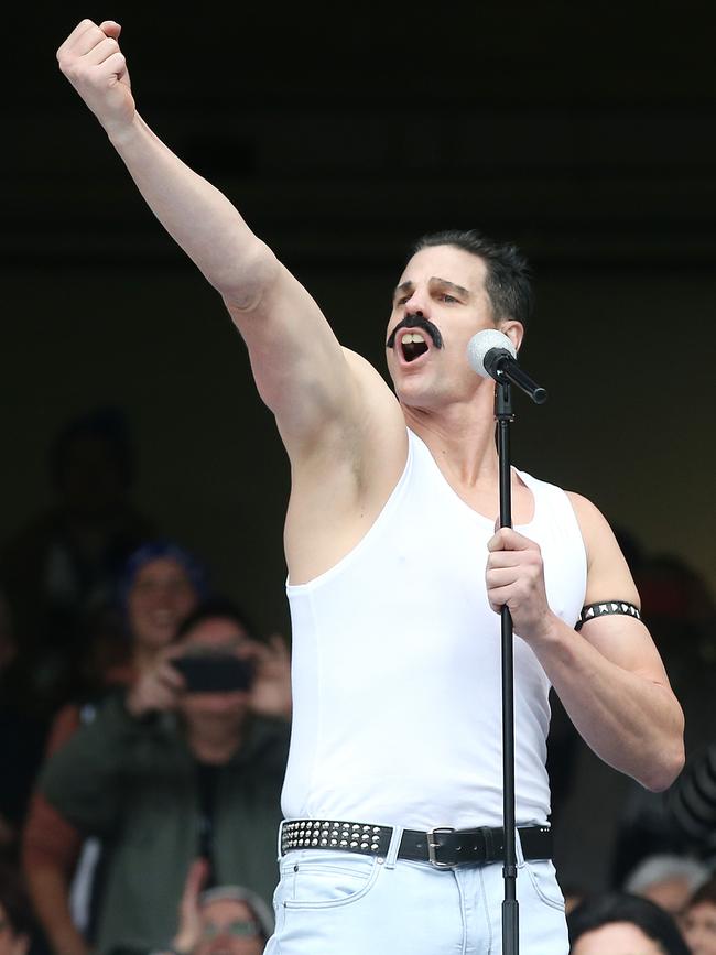 Nick Riewoldt, dressed as Freddie Mercury, stole the show at the Big Freeze. Pic: Michael Klein