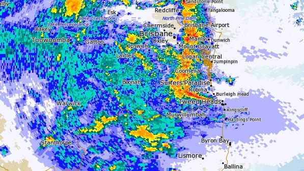 Rain pours on the Gold Coast. Photo: BOM