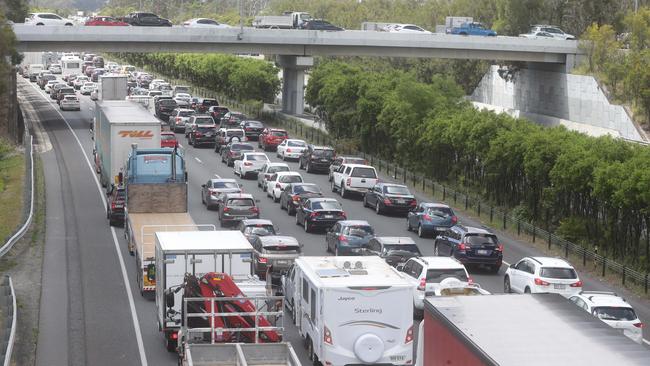 The M1 at a standstill after a crash at Yatala Photo by Richard Gosling