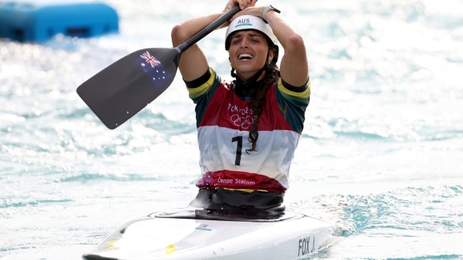 Finally! Jess Fox is an Olympic champion after the women's C-1 canoe slalom. Photo: Harry How/Getty Images
