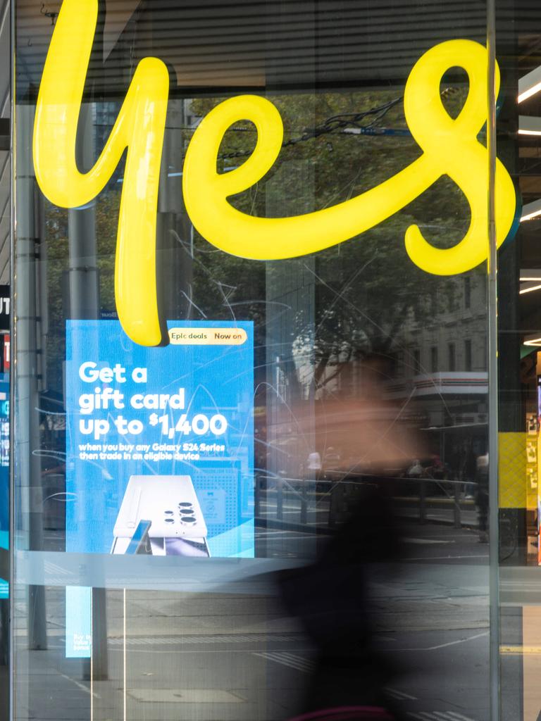 Optus signage on Melbourne’s Bourke Street. Picture: NCA NewsWire/Diego Fedele