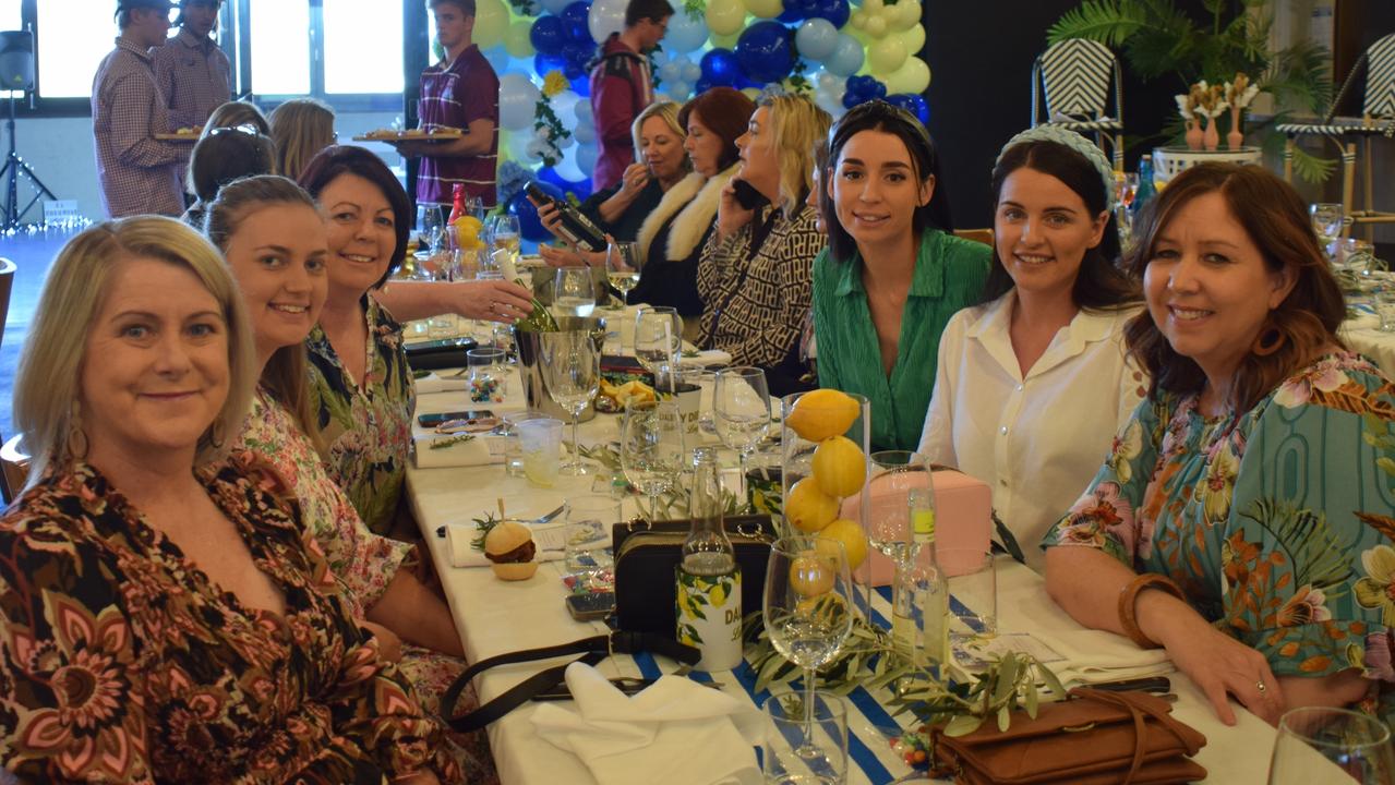 Megan Carmichael, Dimity Whitby, Nicole Bryers, Mandy Gilliland, Eboni Carmichael and Lasharne Walkinshaw at the Dalby Diehards Ladies Long Lunch 2022. Picture: Emily Devon.