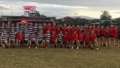 The Broadbeach and Burleigh Bombers girls after the game.