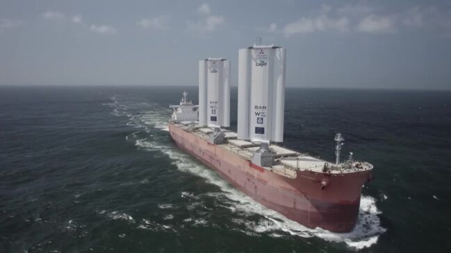 Cargo ship sets sail to test wind power at sea