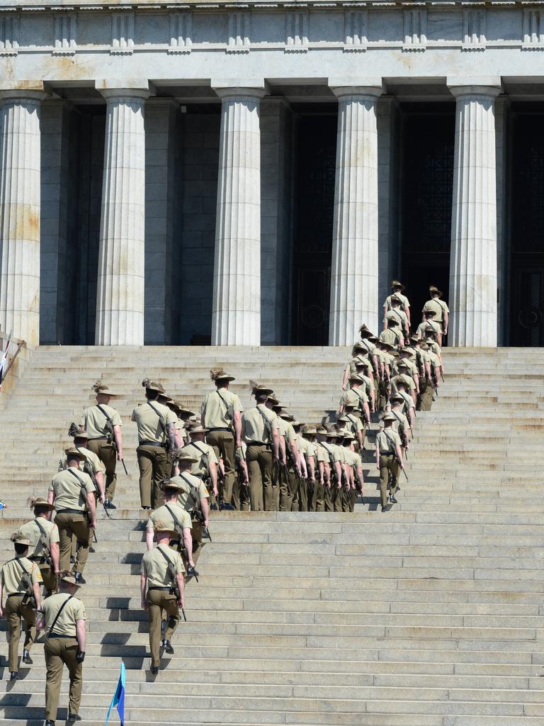 The Battle of Beersheba Ceremony is commemorated on Remembrance Day at The Shrine of Remembrance in Melbourne. Picture: Lawrence Pinder