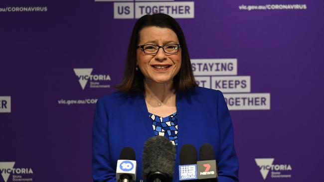 Victorian Health Minister Jenny Mikakos addresses the media during a press conference in Melbourne on May 4.