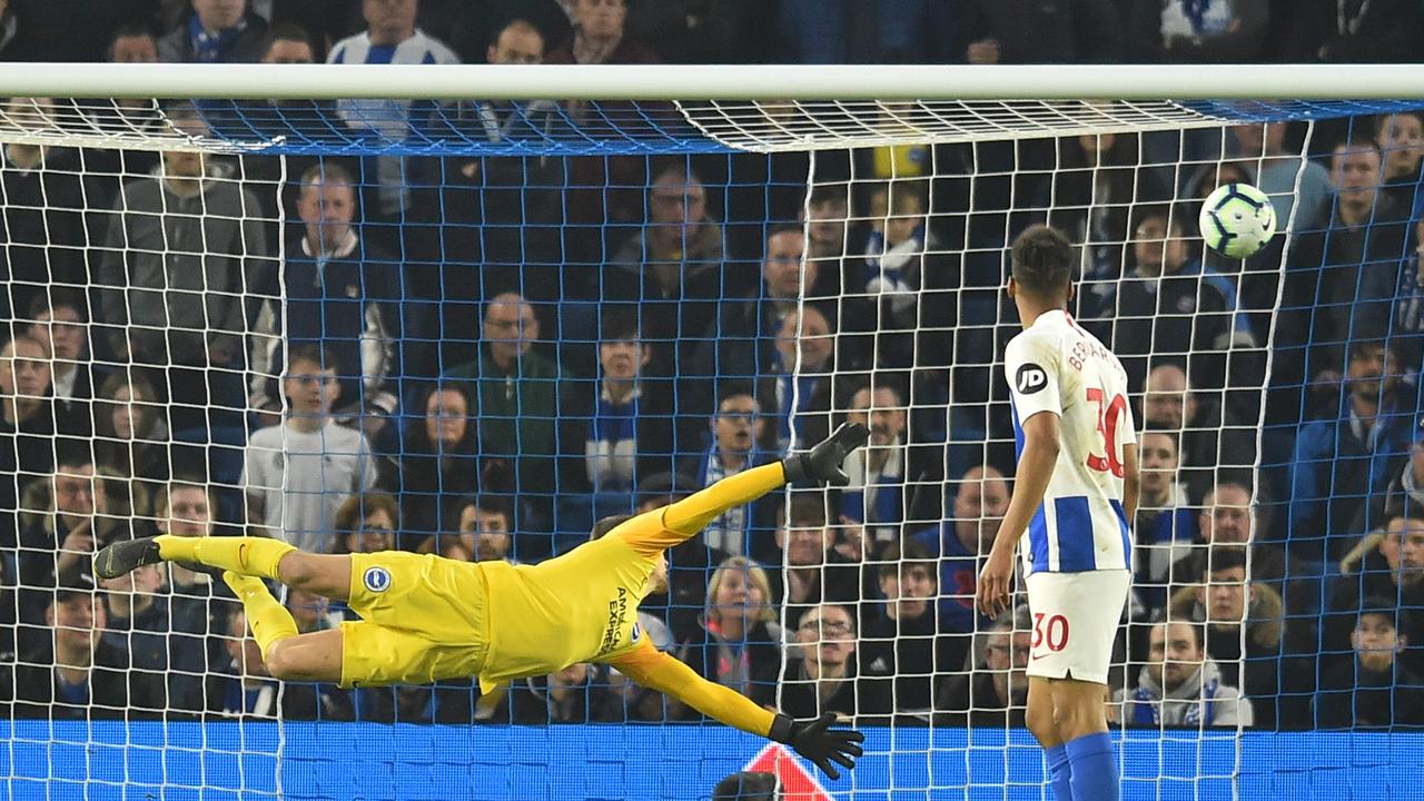 Socceroos ‘keeper Mat Ryan is beaten for Cardiff’s first goal.