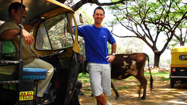 Australian cricket captain Ricky Ponting in the grounds of a colonial-era mansion in Bangalore, India, in 2008.