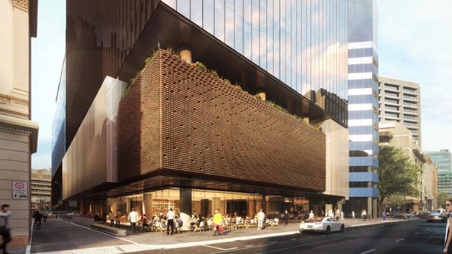 Artist's impressions of the proposed building at 83 Pirie Street which would replace the existing Planet Nightclub.