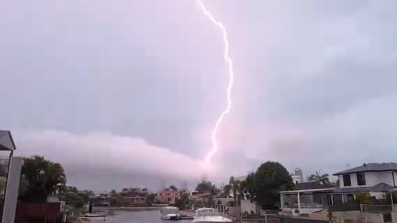 Lightning hitting towers in Surfers Paradise. Picture: Higgins Storm Chasing