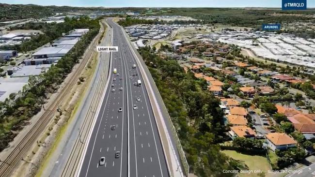 An artist's impression of the Coomera Connector approaching Arundel.