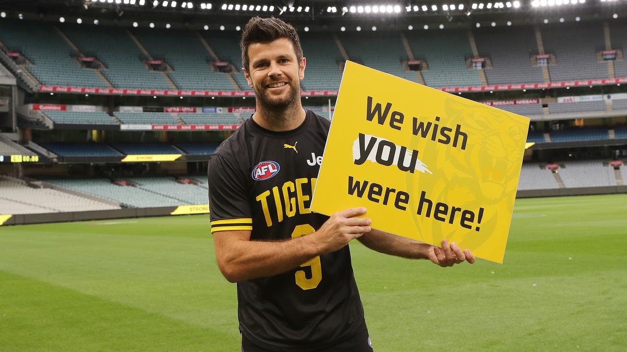 Trent Cotchin’s message to the fans in Round 1. Picture: Michael Klein