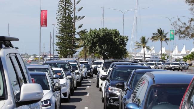 Traffic exiting Main Beach to access the Sundale Bridge and enter Southport. Picture: Glenn Hampson