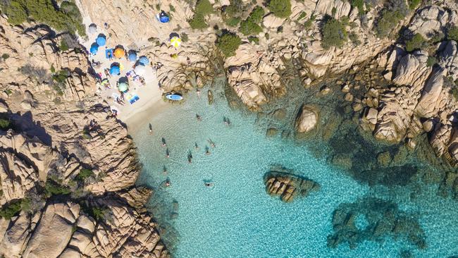 Cala Coticcio, a secluded beach in the La Maddalena archipelago.