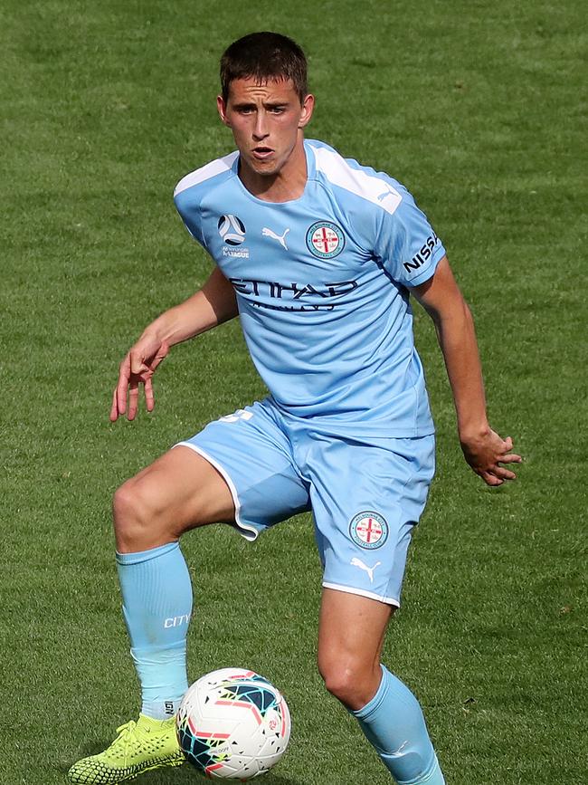 Lachlan Wales takes possession for Melbourne City.