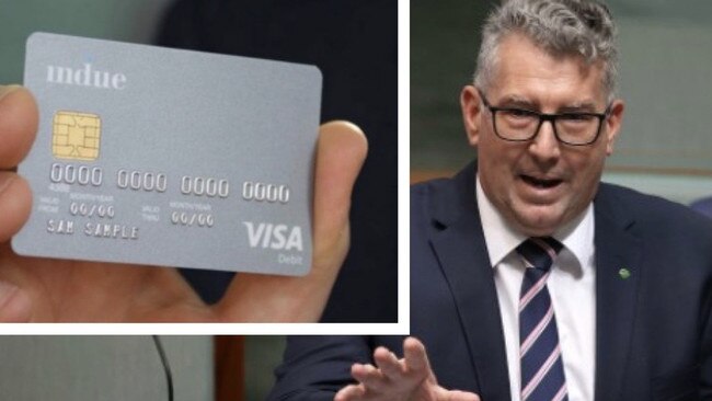 Hinkler MP Keith Pitt speaking in Parliament. PHOTO: Gary Ramage INSET: Cashless Debit Card