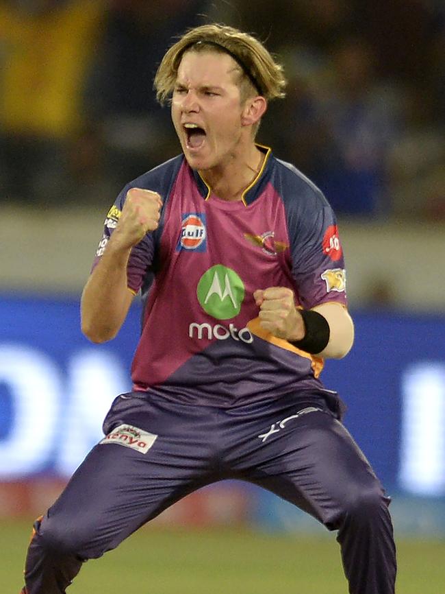 ... and celebrating a wicket in the IPL for Rising Pune Supergiants. Picture: AFP