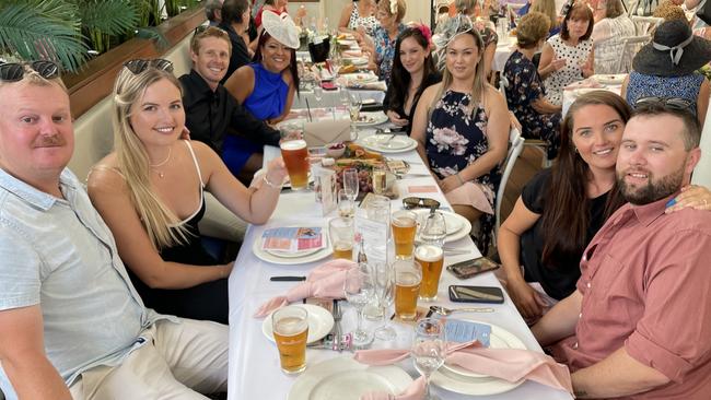 Melbourne Cup in Port Macquarie: Nathaniel, Zoe, James, Lauren, Tiffany, Jodie, Jacob and Jenni at Settlers Inn.