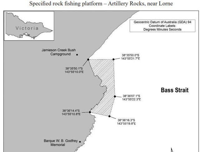 Artillery Rocks Lorne platforms, where life jackets must be worn.