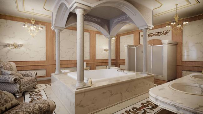 A bathroom inside the opulent Black Sea palace allegedly owned by Russian President Vladimir Putin.