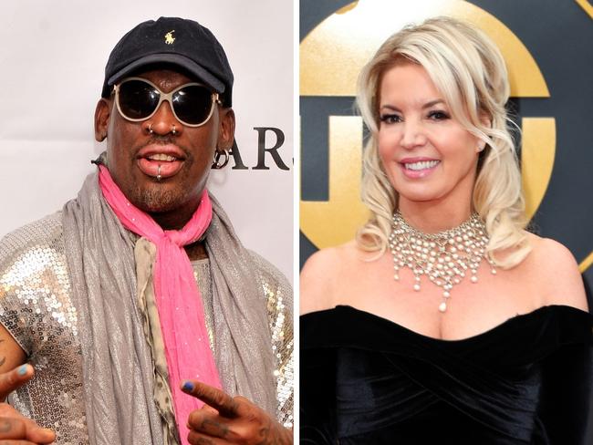 Dennis Rodman and Jeanie Buss. Photo: Getty.