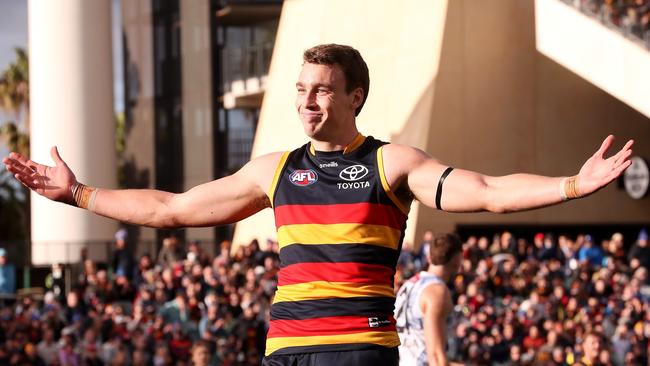 Adelaide forward Riley Thilthorpe has bulked up over the off-season. Picture: Getty Images