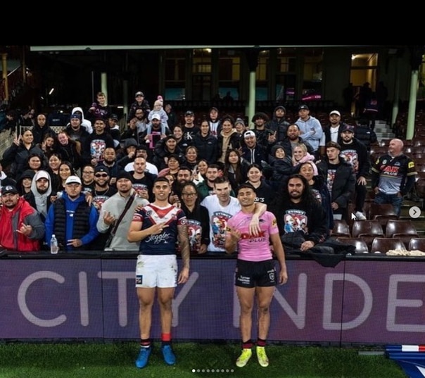 Roosters prop Terrell May faced off against brother Taylan and the Panthers for the first time in 2022. Credit: Instagram