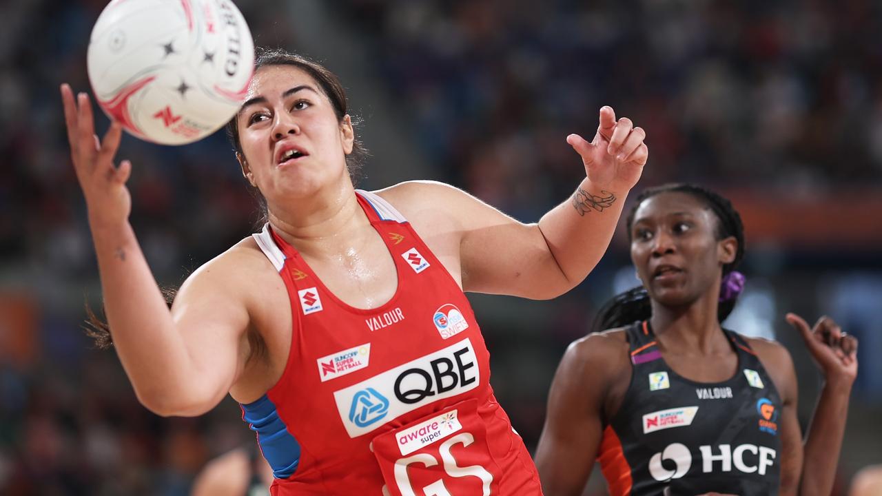 Uneeq Palavi in action for the NSW Swifts during the 2024 Super Netball season. Picture: Getty Images