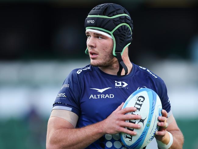 PERTH, AUSTRALIA - JUNE 01: Carlo Tizzano of the Force looks on as he warm's up during the round 15 Super Rugby Pacific match between Western Force and ACT Brumbies at HBF Park, on June 01, 2024, in Perth, Australia. (Photo by James Worsfold/Getty Images)