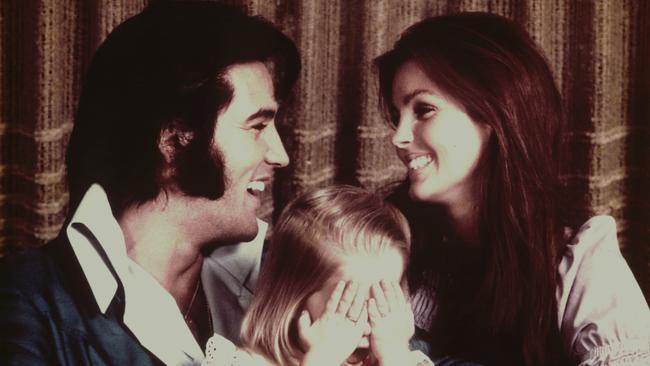 Elvis, Priscilla and Lisa Marie Presley, 1970. Picture: Frank Carroll/Sygma.