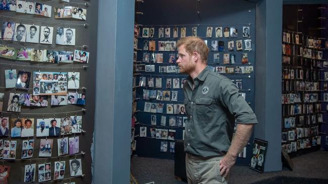 Prince Harry pays his respects at the Kigali Genocide Memorial.