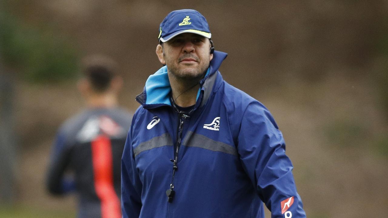 Wallabies coach Michael Cheika at training at Scotch College in Melbourne.