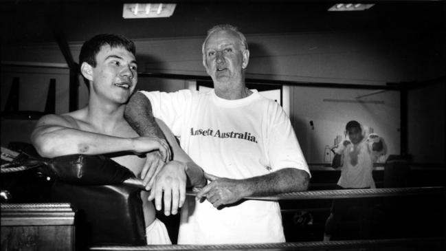 Lewis with champion boxer Kostya Tszyu in 1993.