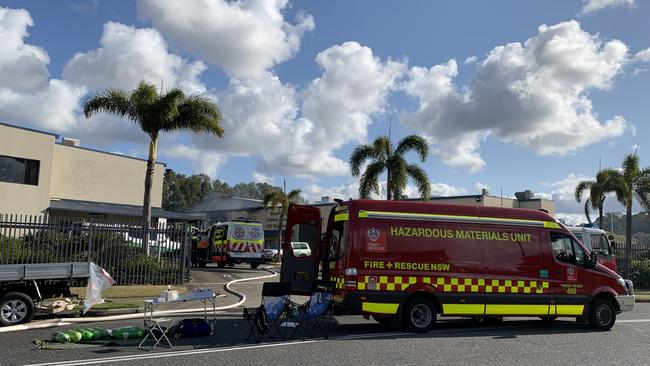 Tweed firefighters at the scene of an Enterprise Ave fire in Tweed Heads. Picture: Liana Walker