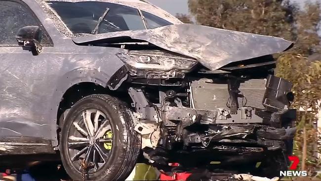 The driver sustained a minor injury to her hand. Picture: 7News