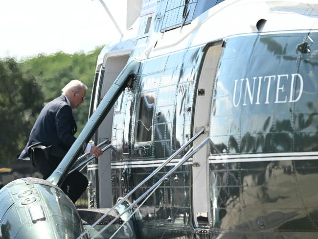 US President Joe Biden boards Marine One to meet his son after he was convicted. Picture: AFP