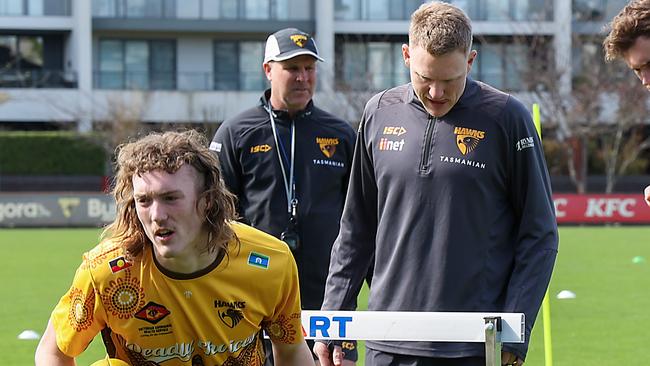 Hawthorn FC training ahead of their knock out semi final match against Port Adelaide next Friday night in Adelaide. Picture: Ian Currie