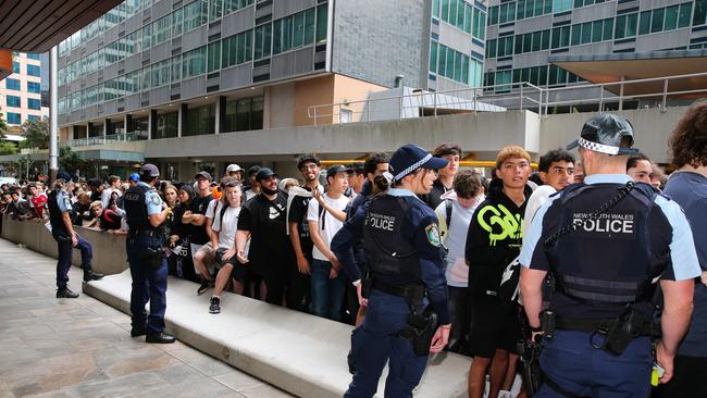 Fans are seen gathered outside the Today Show Studios in North Sydney waiting to see Logan Paul the famous Youtuber. Picture: NCA Newswire/ Gaye Gerard